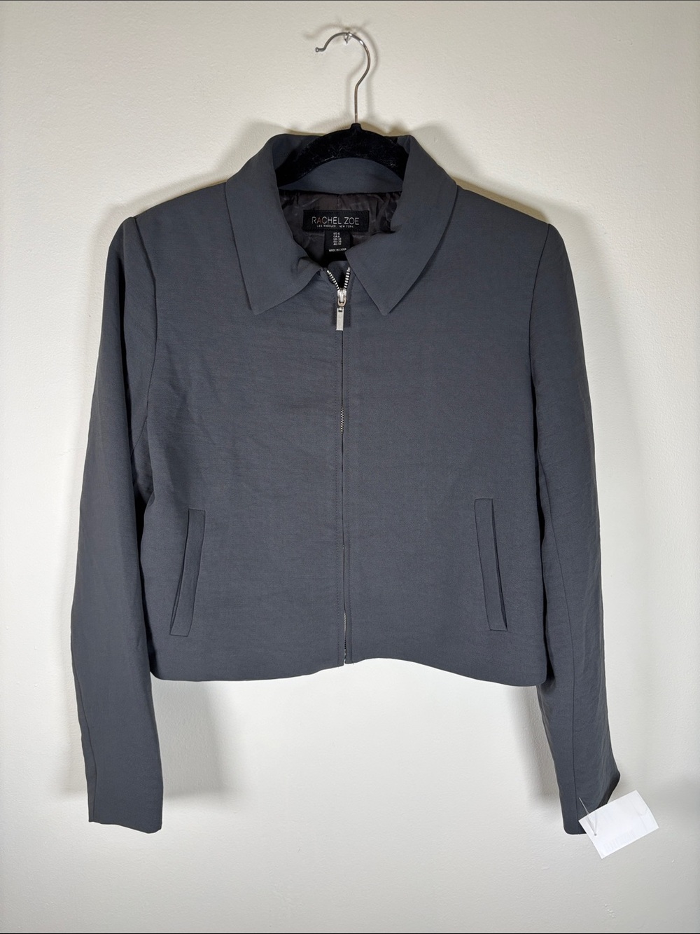 Rachel Zoe Cropped Zip Front Jacket Gray Size 6 New